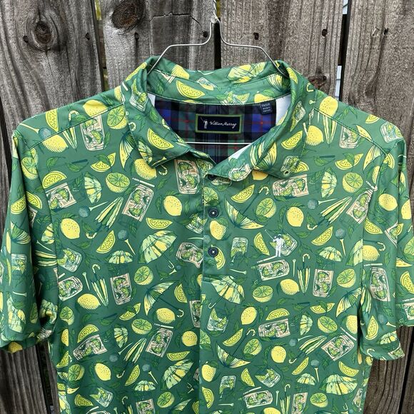 William Murray Golf Navy Polo “Lemon Life” Men’s Medium Green Cocktail Booze - Picture 3 of 12
